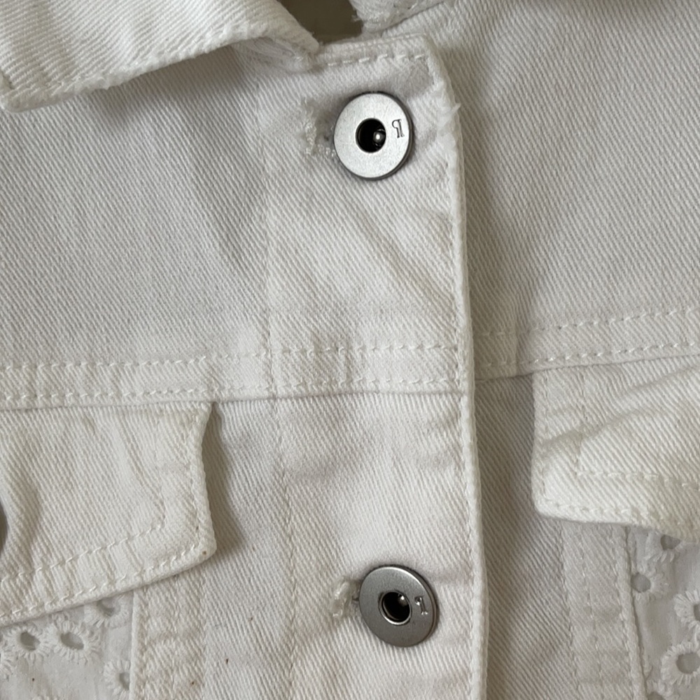 Pilcro and the Letterpress by Anthropologie White Eyelet Denim Jacket Size XS - Picture 8 of 12